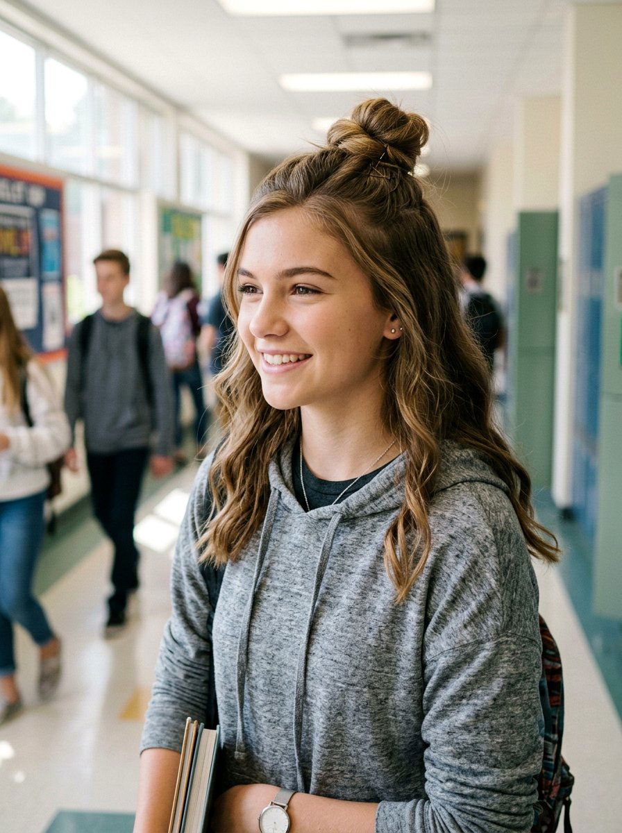 Half Up Bun With Side Part School - 20 school half up bun hairstyle - 20 school half up bun hairstyle