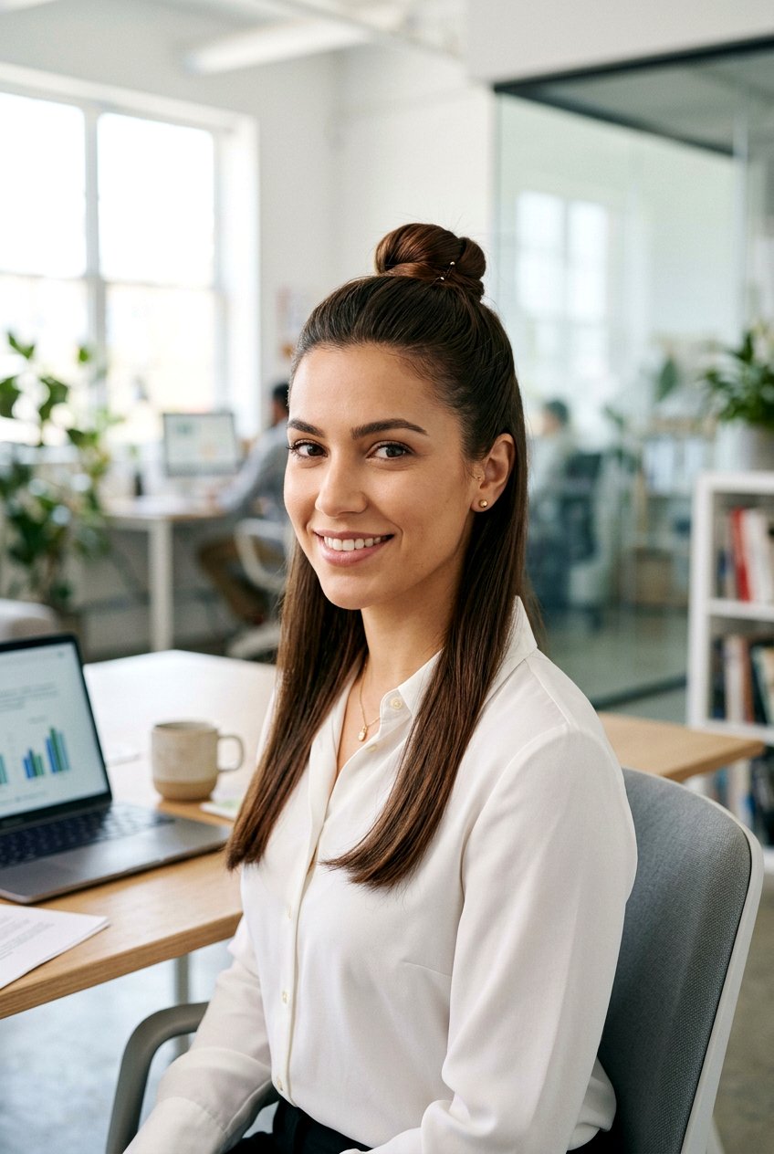 Half Up Business Bun Hairstyle - 20 business bun hairstyle - 20 business bun hairstyle