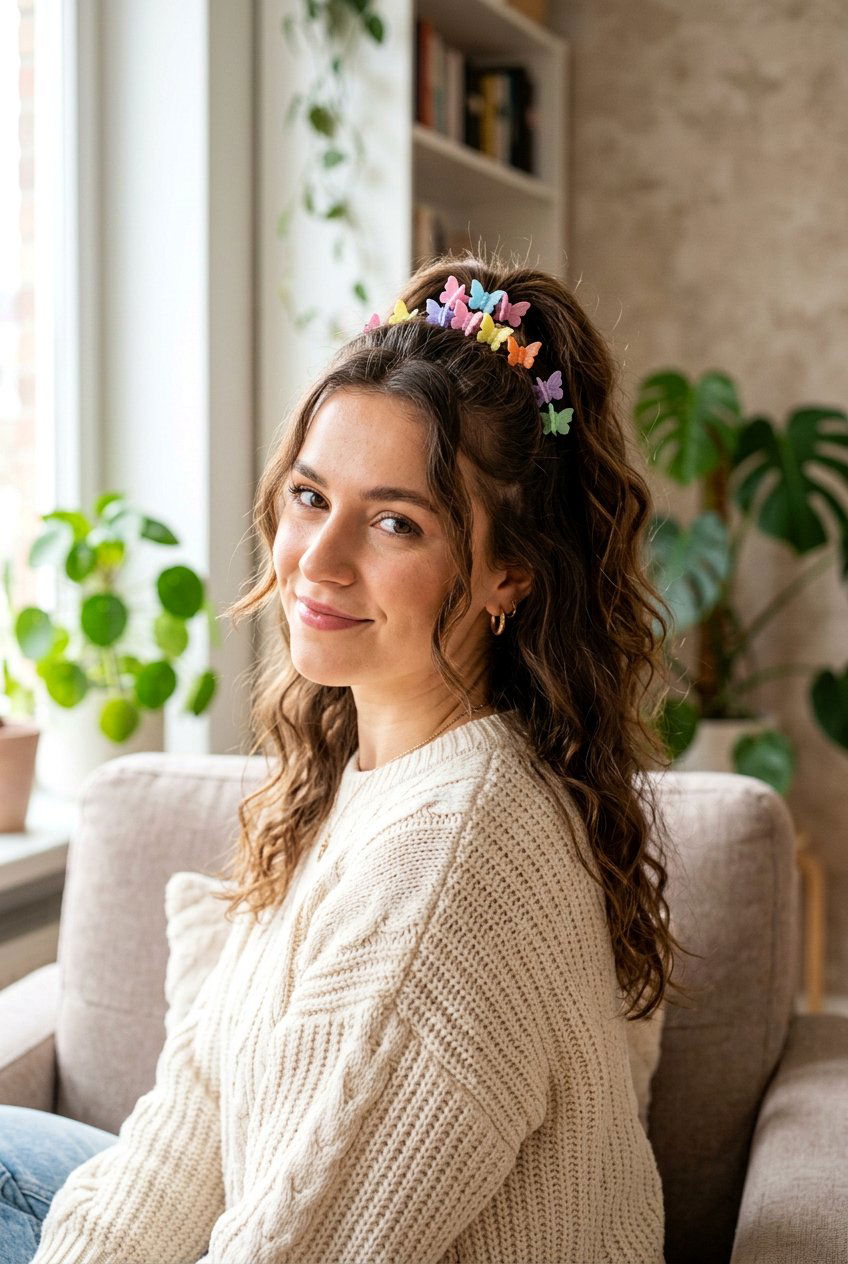 Half Up Butterfly Clip Ponytail - 20 butterfly clip ponytail hairstyle - 20 butterfly clip ponytail hairstyle