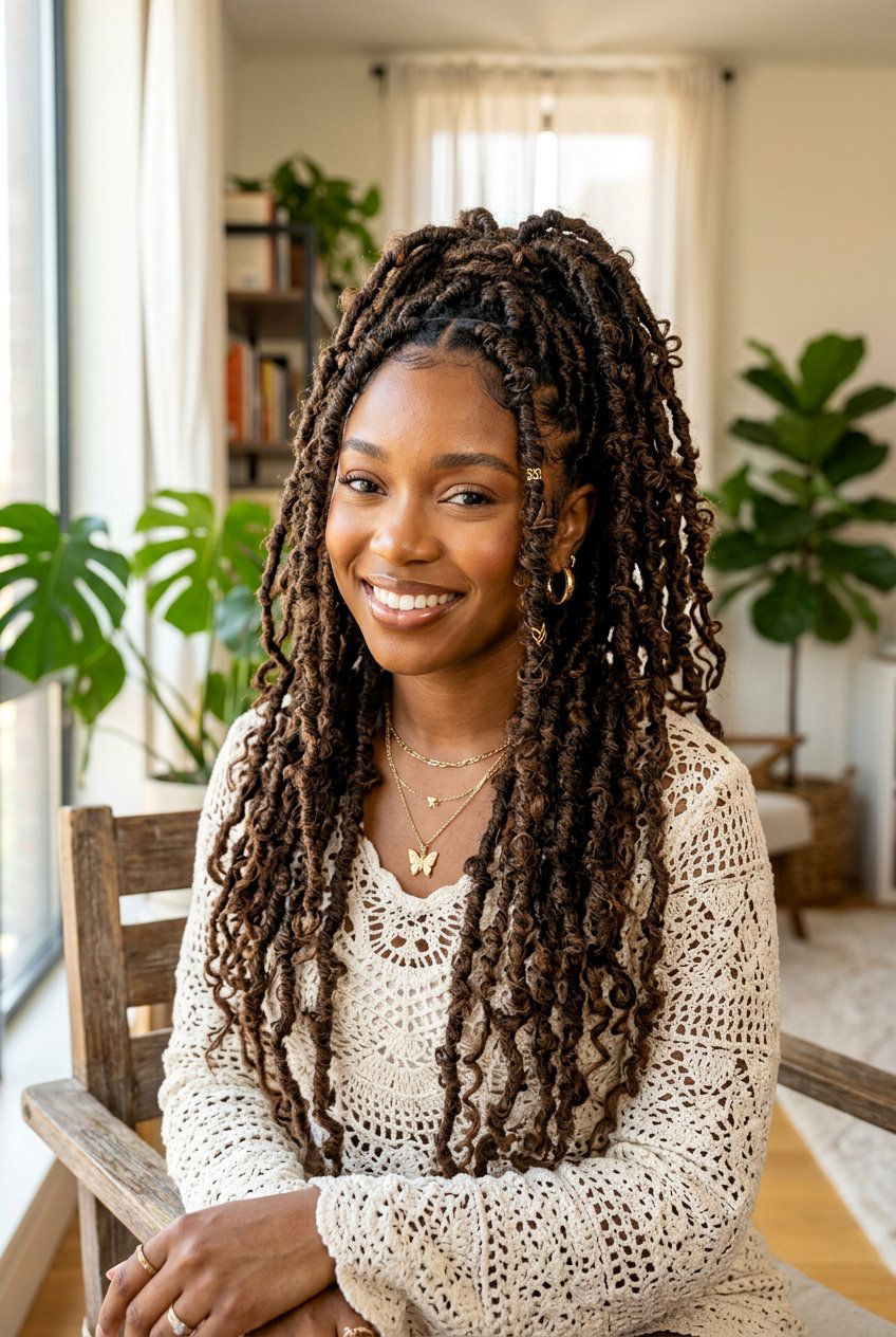 Half Up Butterfly Locs - 20 half up loc styles - 20 half up loc styles