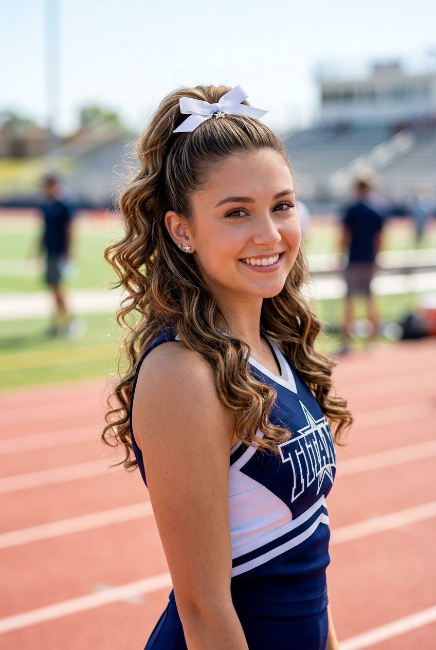 Half Up Cheer Ponytail With Curls - 20 cheer ponytail with curls - 20 cheer ponytail with curls