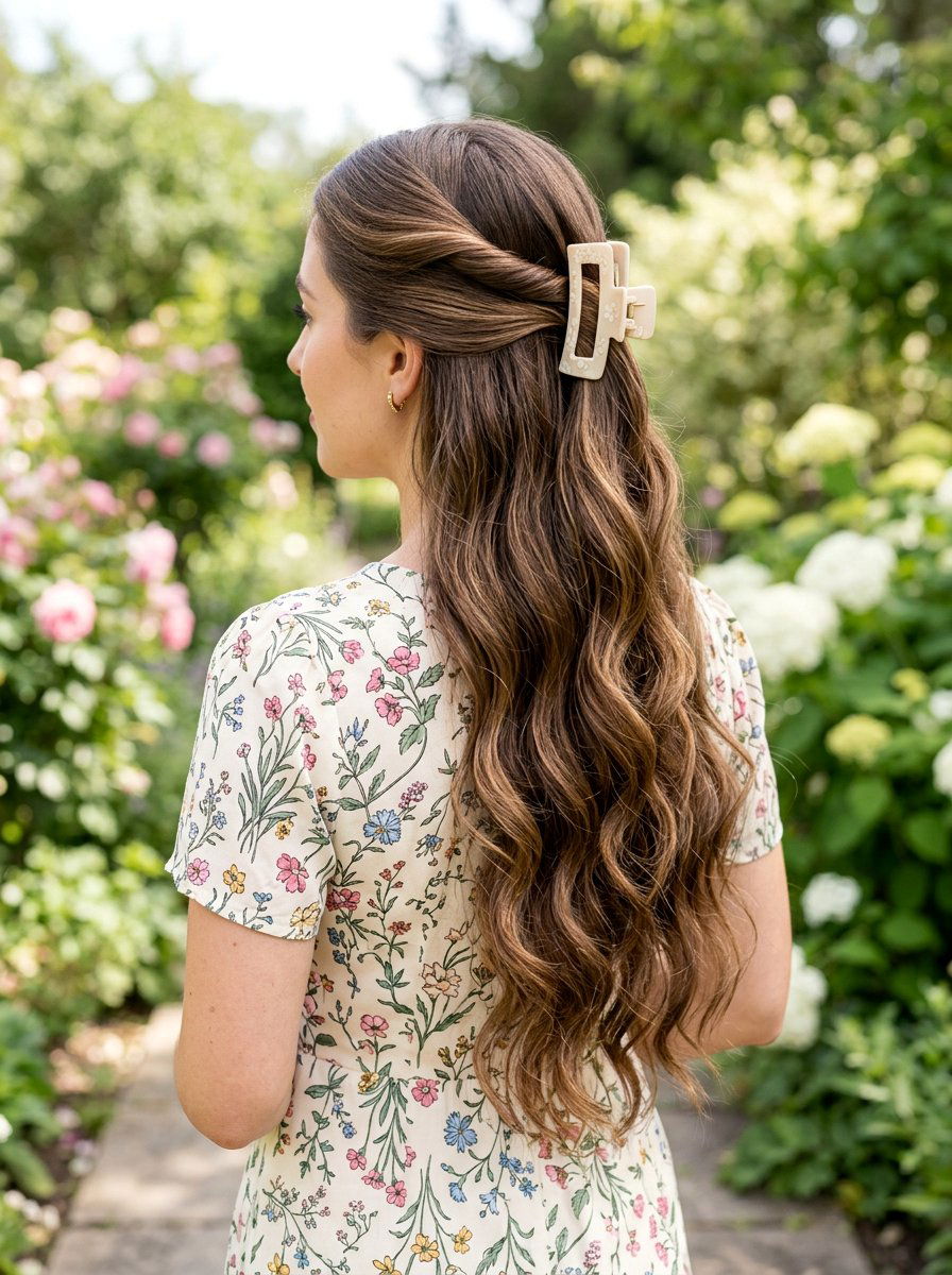 Half Up Claw Clip - 20 sleek claw clip twist hairstyle - 20 sleek claw clip twist hairstyle