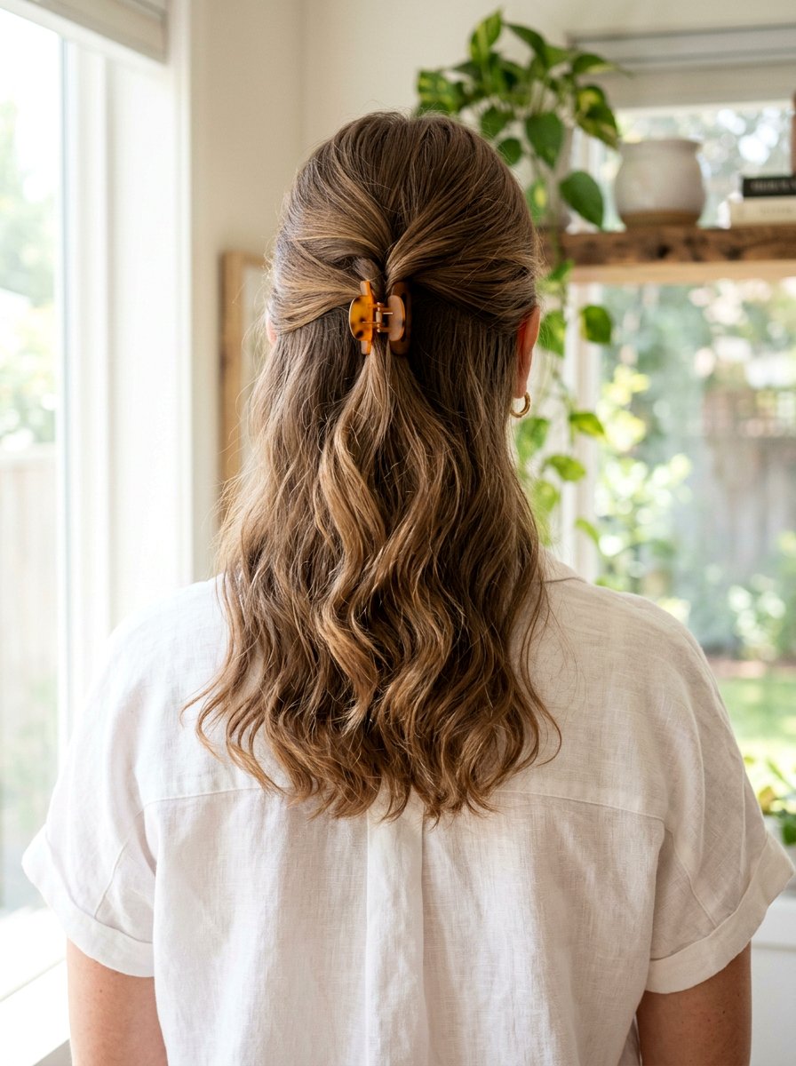 Half Up Claw Clip - 20 travel friendly claw clip hairstyle - 20 travel friendly claw clip hairstyle