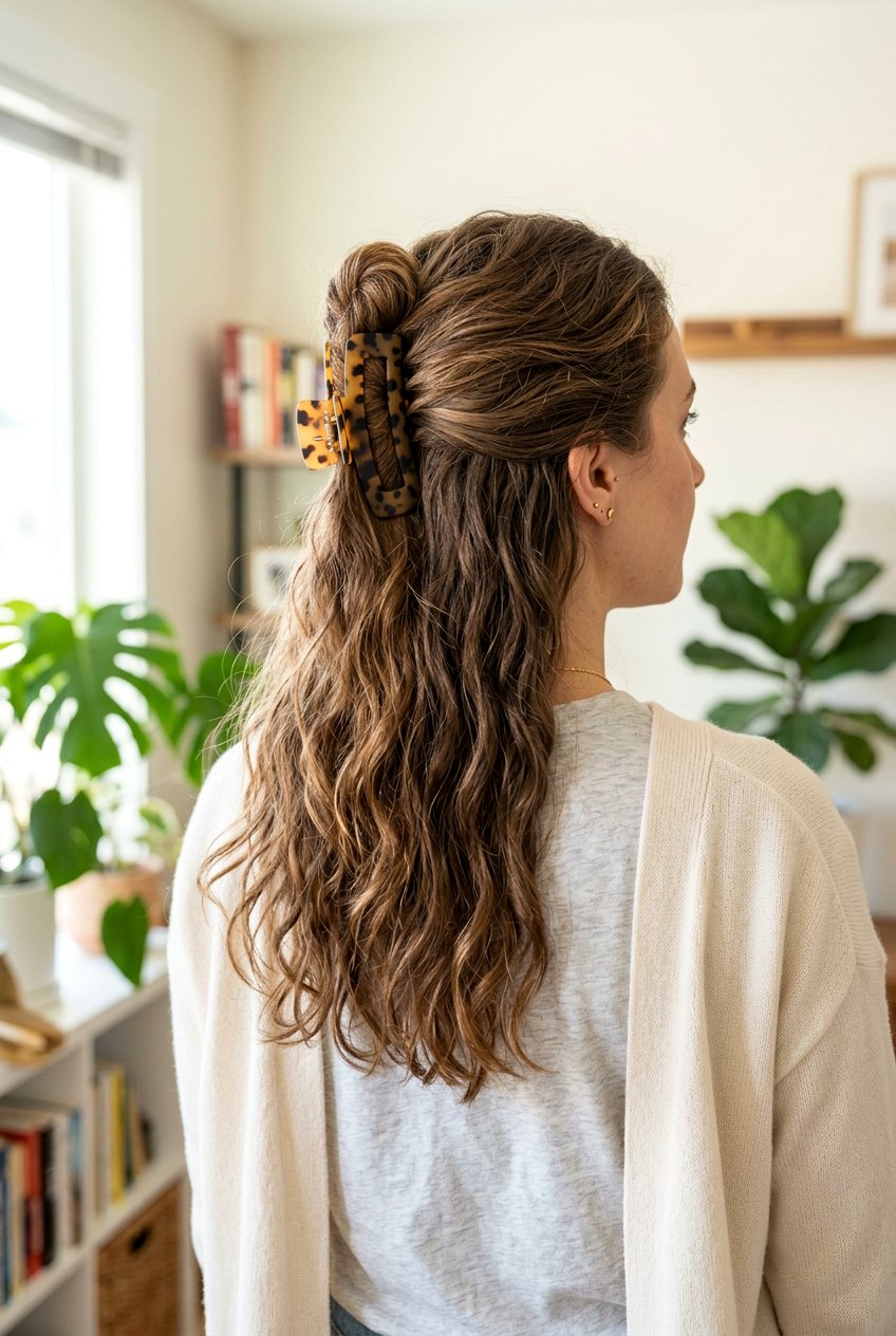 Half Up Claw Clip - 20 one minute hairstyles - 20 one minute hairstyles