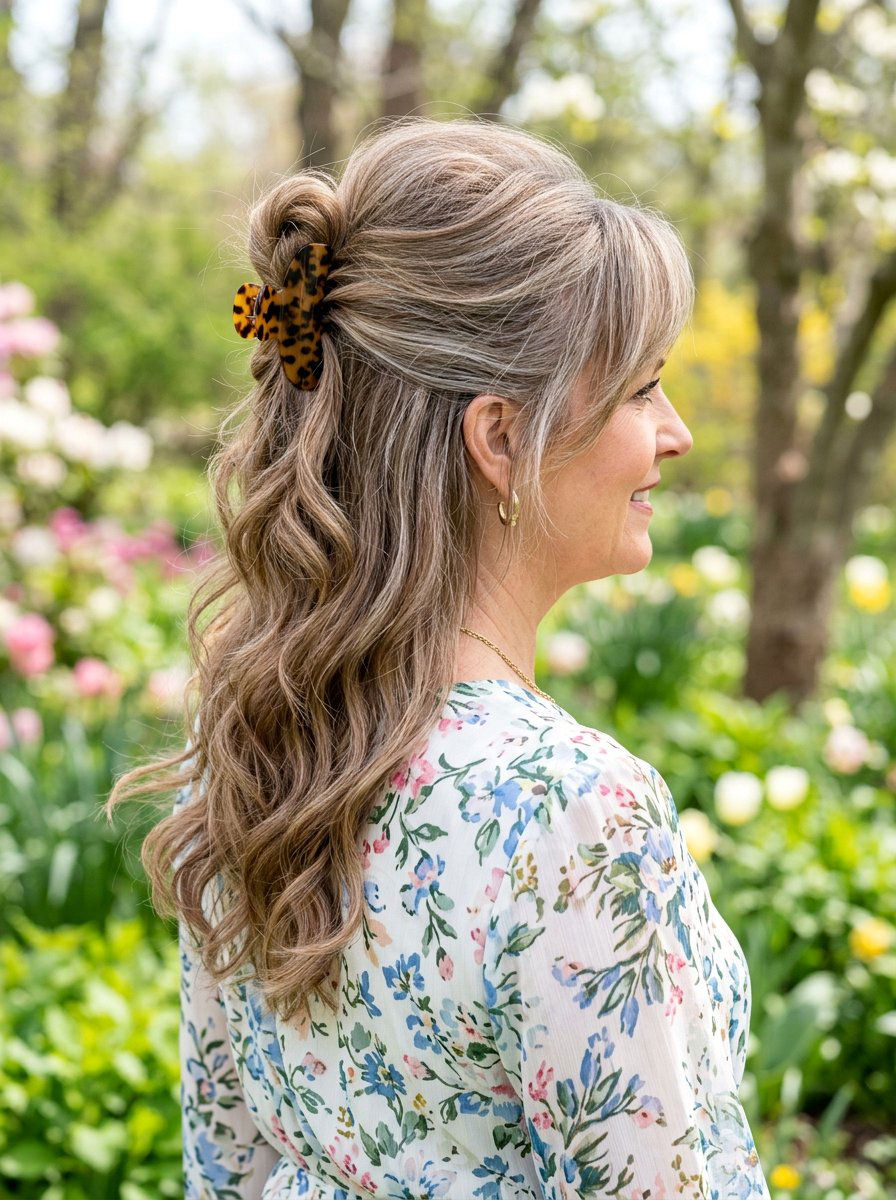 Half Up Claw Clip Bun - 20 claw clip bun for mature women - 20 claw clip bun for mature women