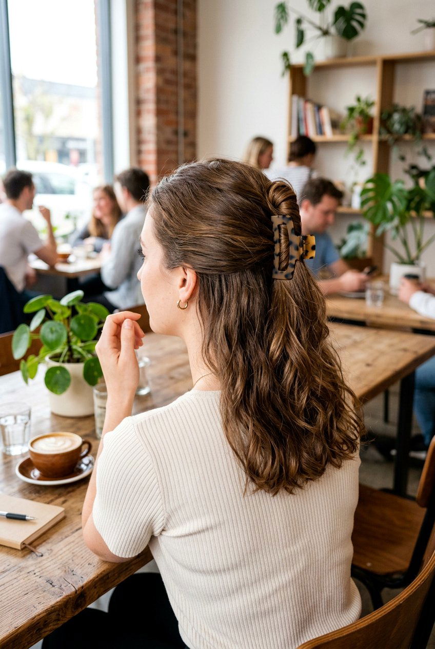 Half Up Claw Clip Hair - 20 clean hair day hairstyles - 20 clean hair day hairstyles
