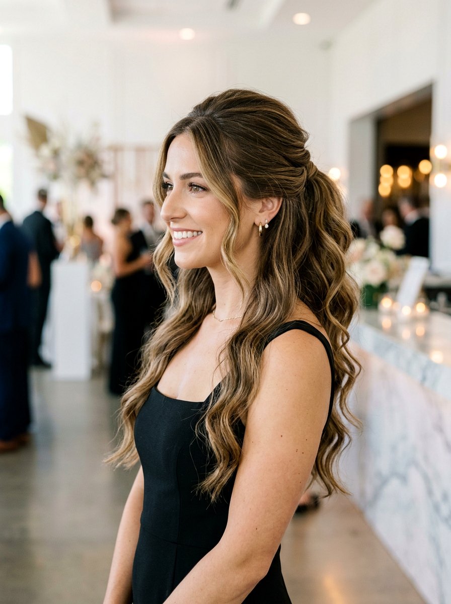 Half Up Cocktail Ponytail With Soft Waves - 20 cocktail ponytail with soft waves - 20 cocktail ponytail with soft waves