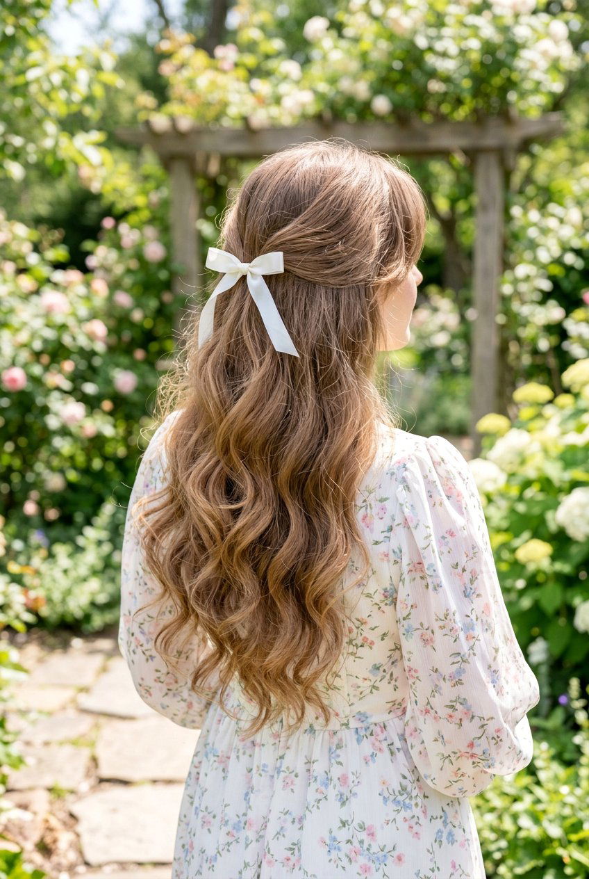 Half Up Coquette Curls - 20 coquette hairstyles - 20 coquette hairstyles