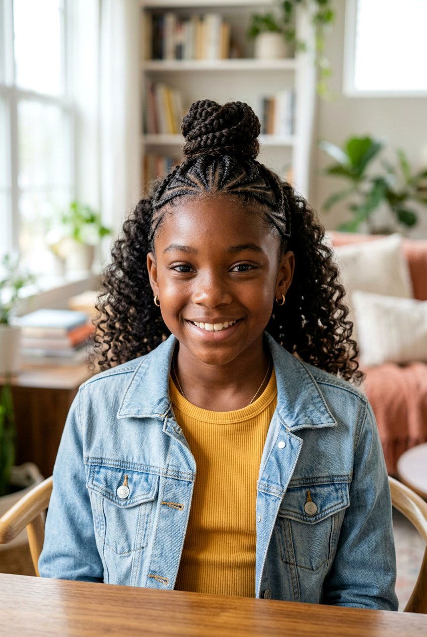 Half Up Cornrow Braided Bun For Black Girls - 20 braided buns for black girls - 20 braided buns for black girls