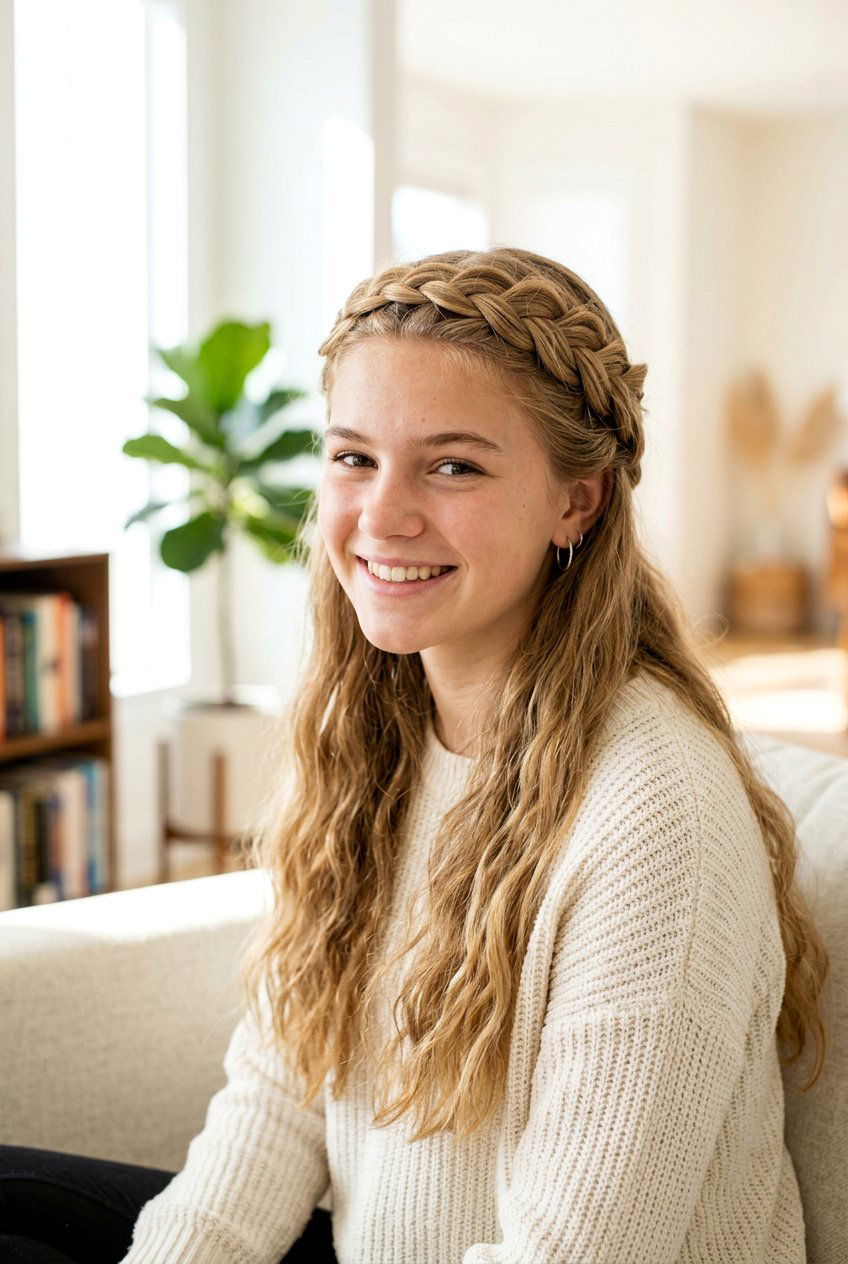 Half Up Crown Braid For School - 20 braided half up hairstyle for school - 20 braided half up hairstyle for school