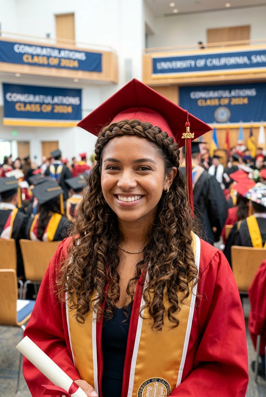 Half Up Crown Braid With Graduation Cap - 20 graduation half up hairstyle with cap - 20 graduation half up hairstyle with cap