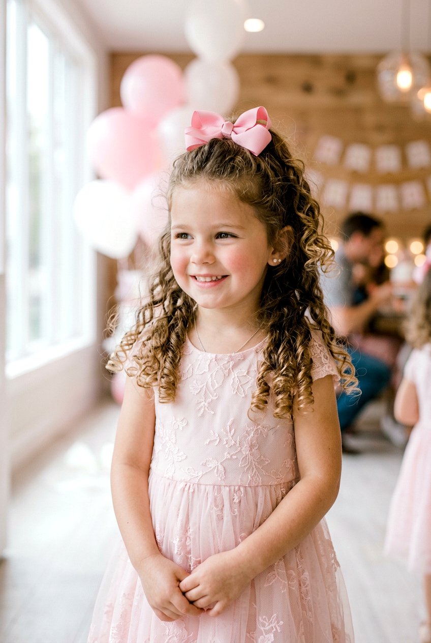 Half Up Curly Bow Hairstyle - 20 little girls half up curls hairstyle - 20 little girls half up curls hairstyle