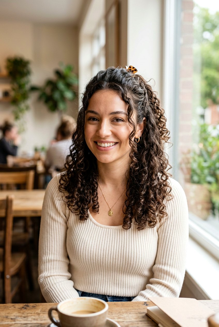 Half Up Curly Hairstyle - 20 everyday curls hairstyle - 20 everyday curls hairstyle