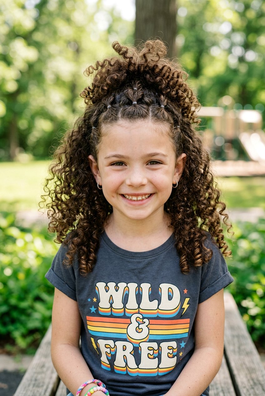 Half Up Curly Mohawk Style - 20 little girls half up curls hairstyle - 20 little girls half up curls hairstyle