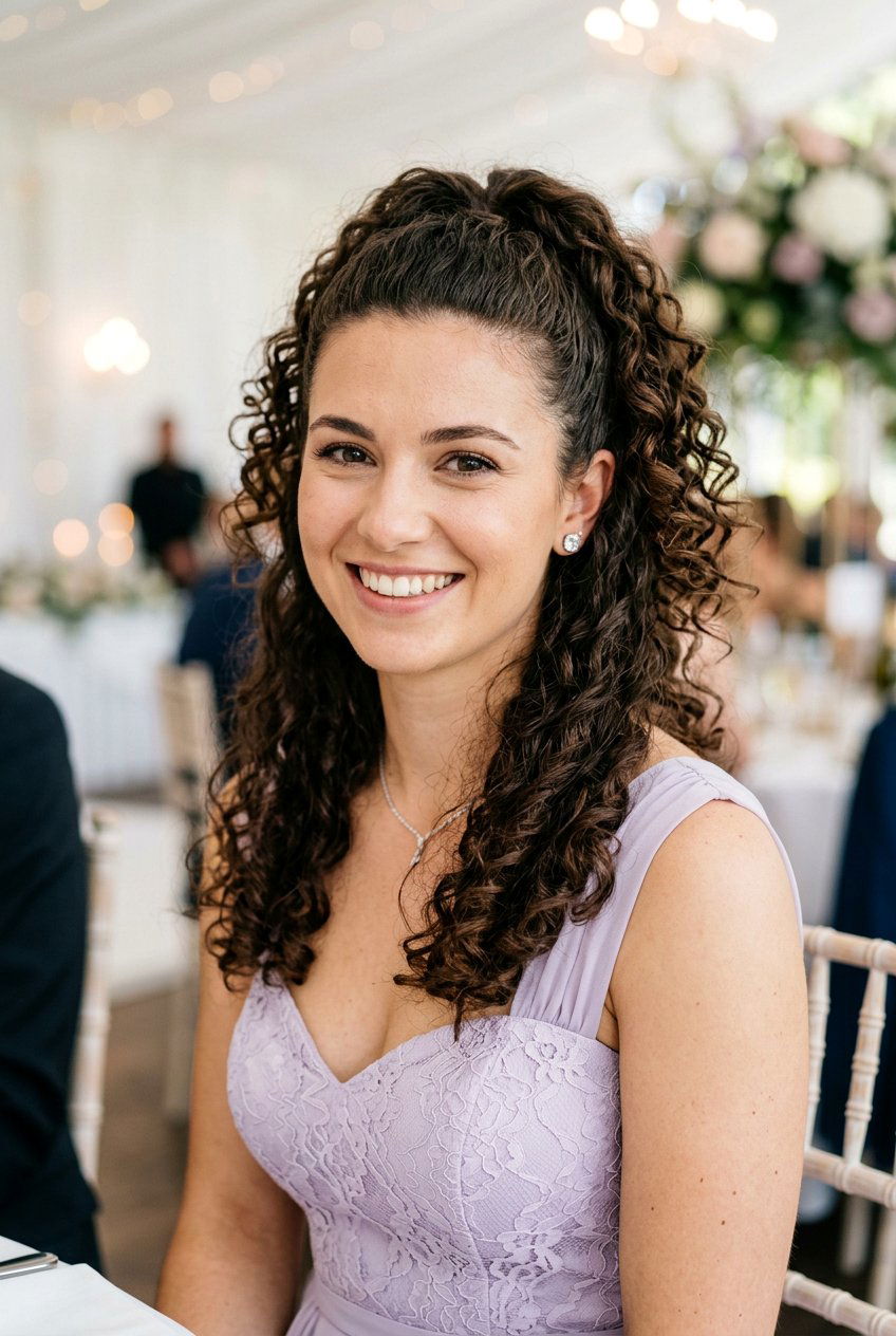 Half Up Curly Ponytail With Loose Bottom - 20 graduation ponytail with curls - 20 graduation ponytail with curls