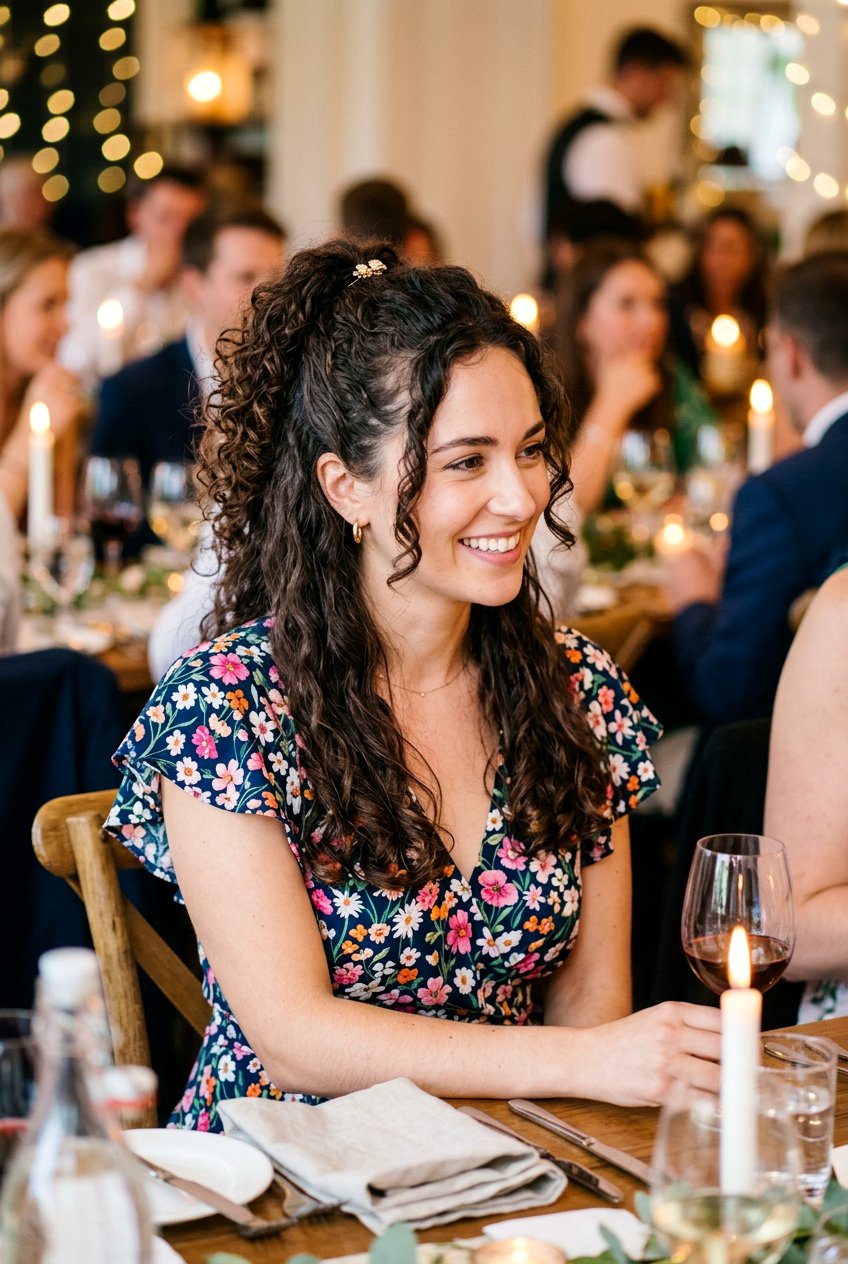 Half Up Curly Ponytail for Dinner Parties - 20 dinner ponytail with curls - 20 dinner ponytail with curls