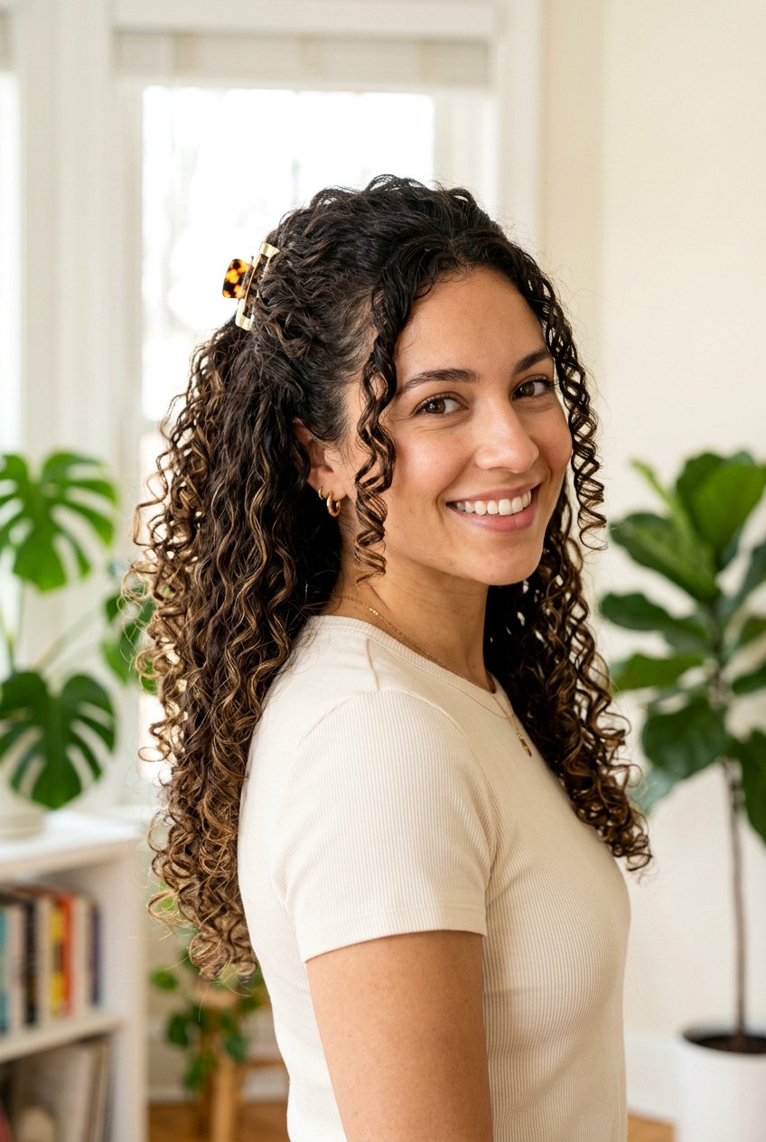 Half Up Curly Refresh Hairstyle - 20 curly refresh hairstyles - 20 curly refresh hairstyles