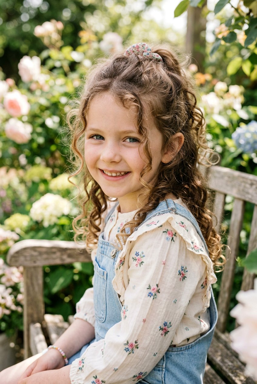 Half Up Curly Tendril Hairstyle - 20 little girls half up curls hairstyle - 20 little girls half up curls hairstyle