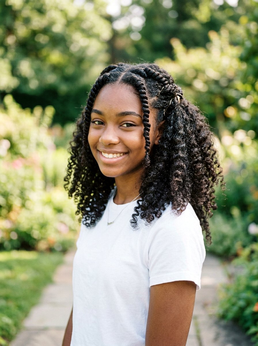 Half Up Curly Twists - 20 teen girls picture day hairstyle with curls - 20 teen girls picture day hairstyle with curls
