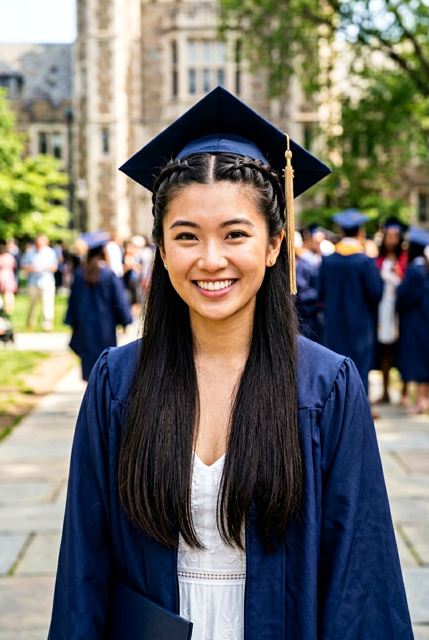 Half Up Double Dutch Braid - 20 graduation hairstyle with half up braid - 20 graduation hairstyle with half up braid