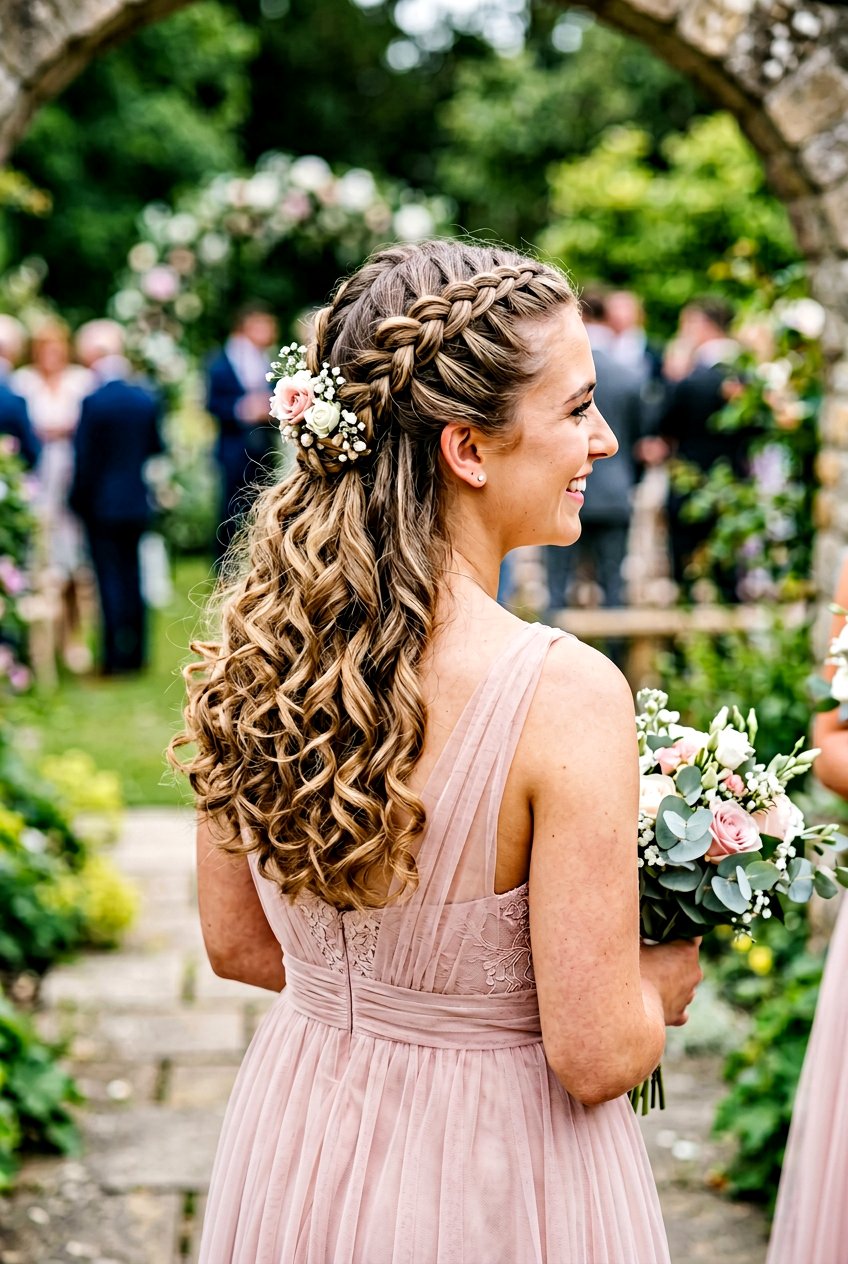 Half Up Dutch Braid With Bouncy Curls - 20 bridesmaid half up with curls - 20 bridesmaid half up with curls