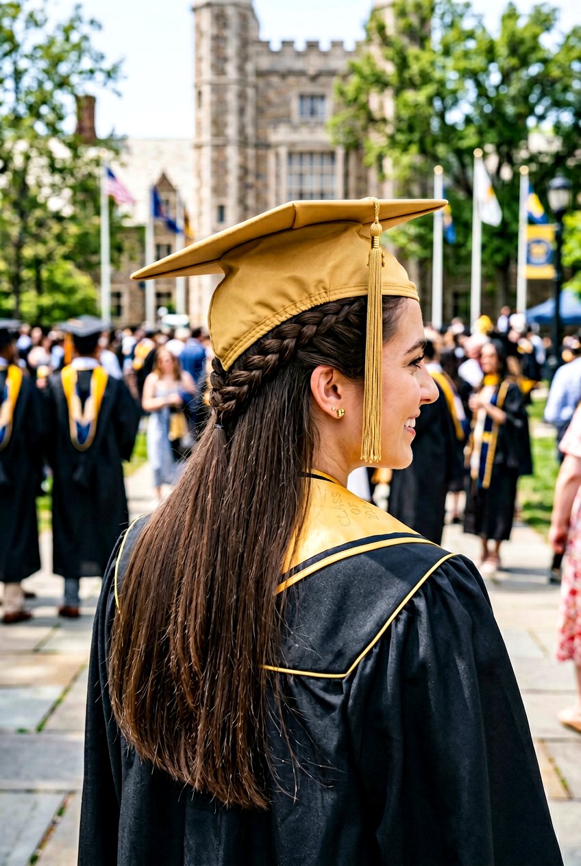 Half Up Dutch Braid With Graduation Cap - 20 graduation half up hairstyle with cap - 20 graduation half up hairstyle with cap