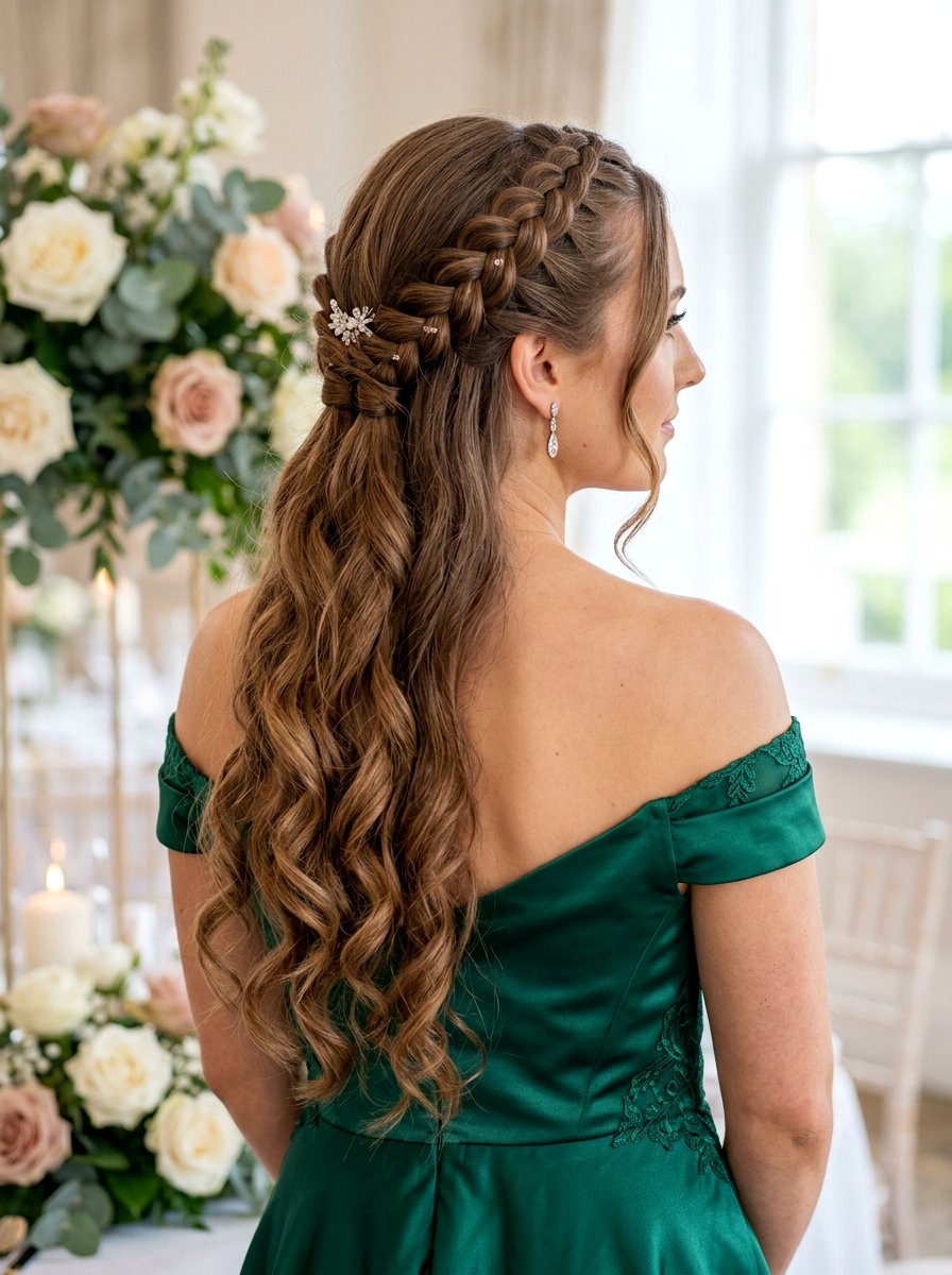 Half Up Dutch Braid With Soft Curls - 20 prom half up curls with braids - 20 prom half up curls with braids