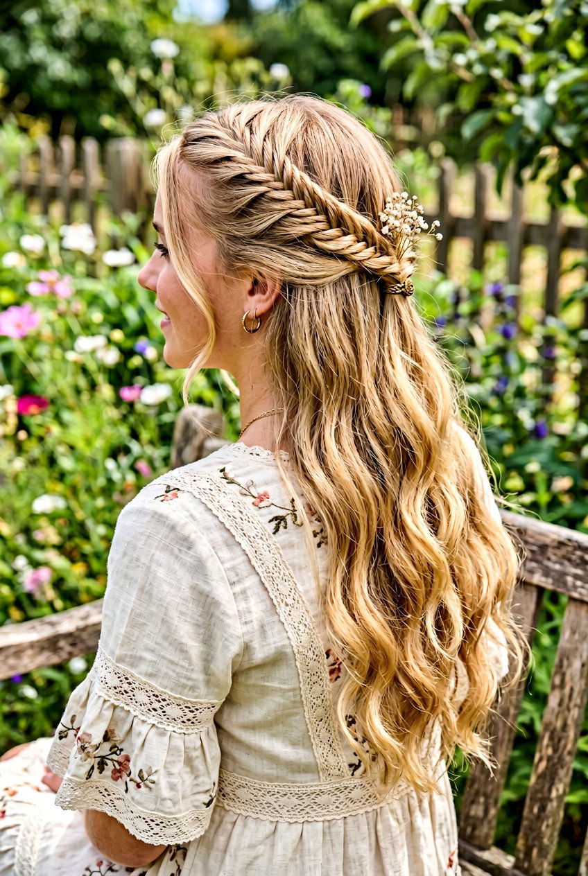 Half Up Fishtail Braid - 20 simple half up hairstyle for teens - 20 simple half up hairstyle for teens