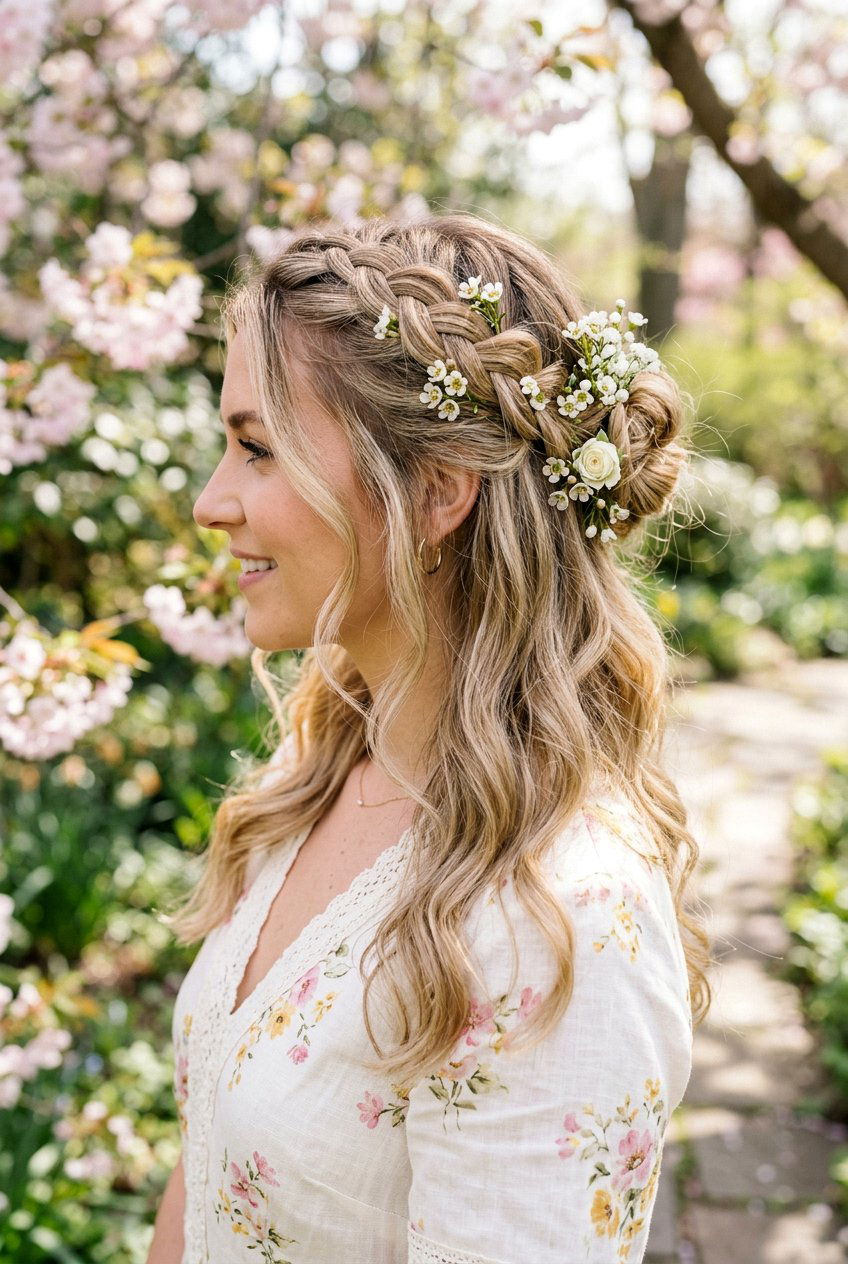 Half Up Floral Braid - 20 floral braid hairstyle - 20 floral braid hairstyle