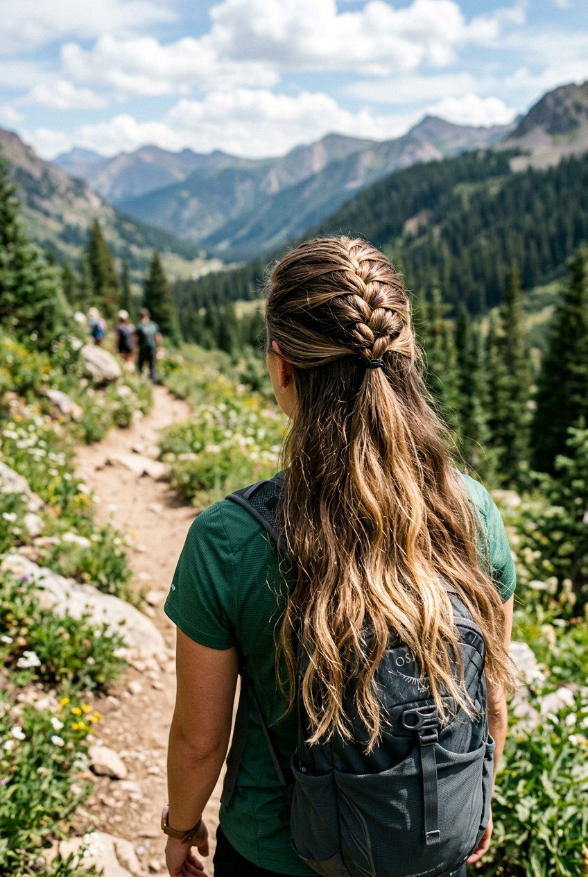 Half Up French Braid for Hiking - 20 hiking braid hairstyles - 20 hiking braid hairstyles
