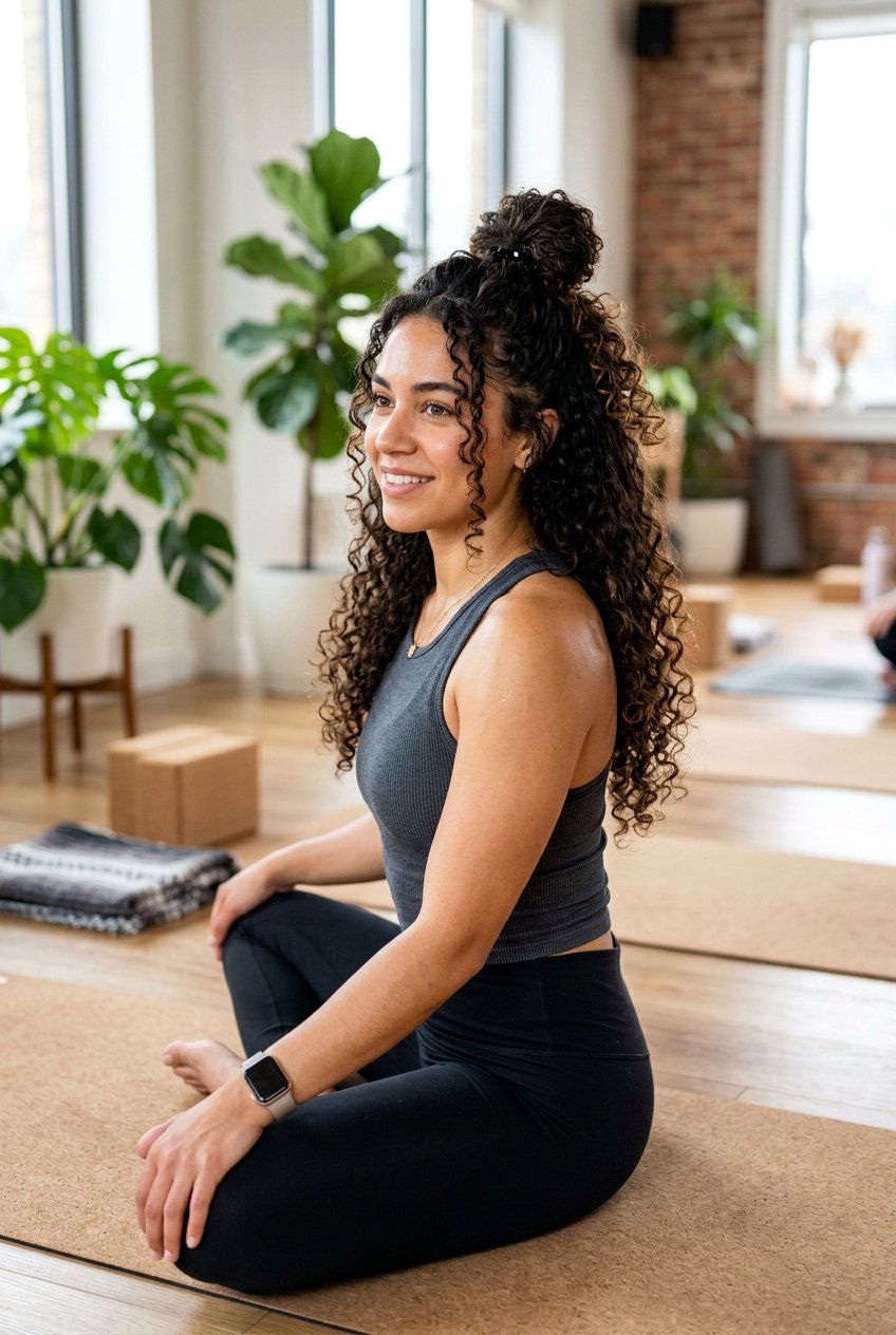 Half Up Gym Bun For Curly Hair - 20 gym bun for curly hair - 20 gym bun for curly hair