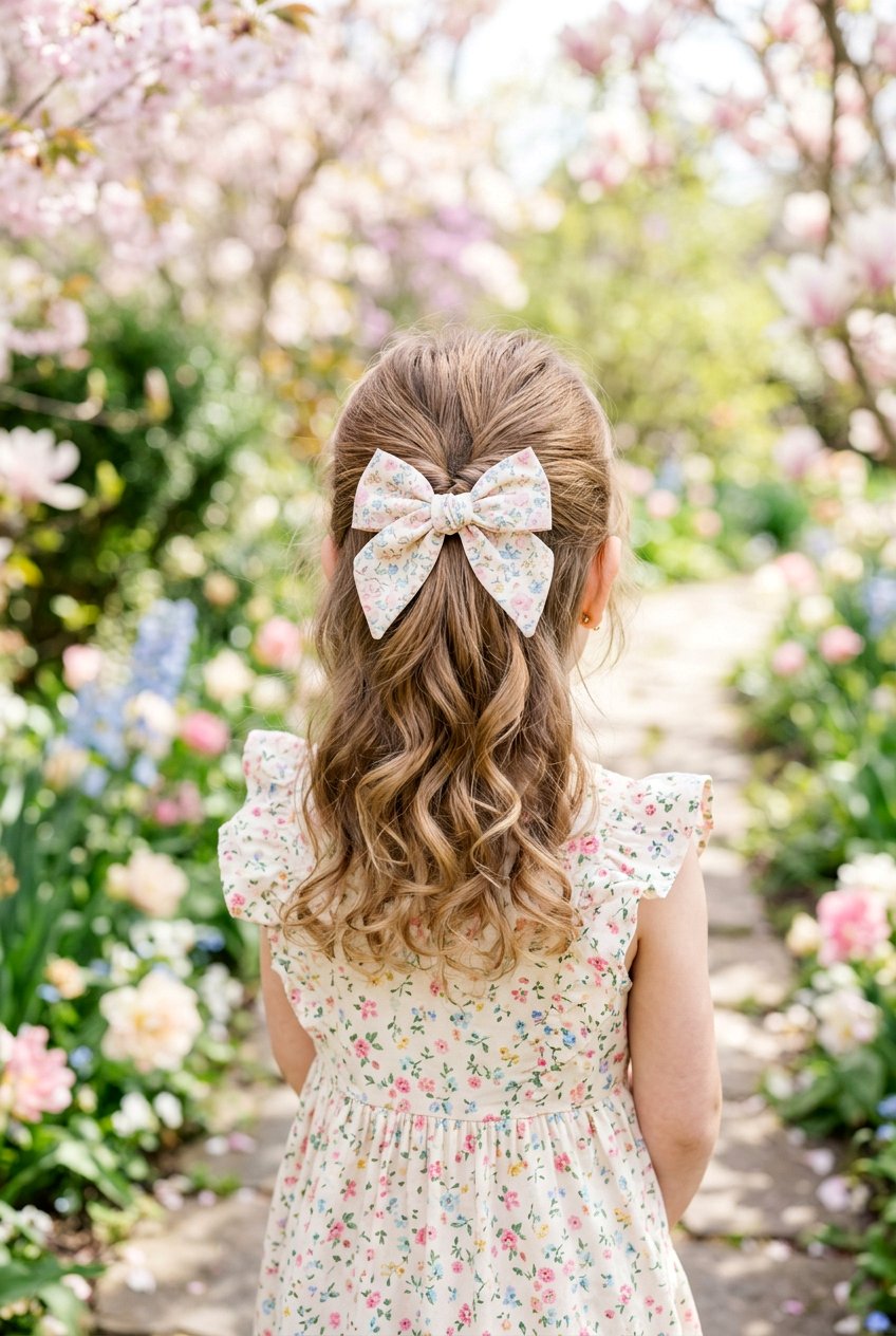 Half Up Hair Bow For Little Girls - 20 easter hairstyles for little girls with bows