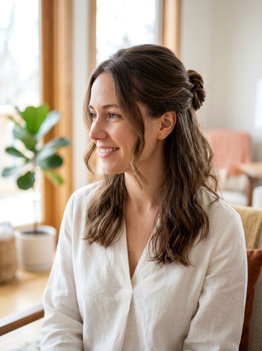 Half Up Hair Wrap - 20 overnight travel hairstyles - 20 overnight travel hairstyles