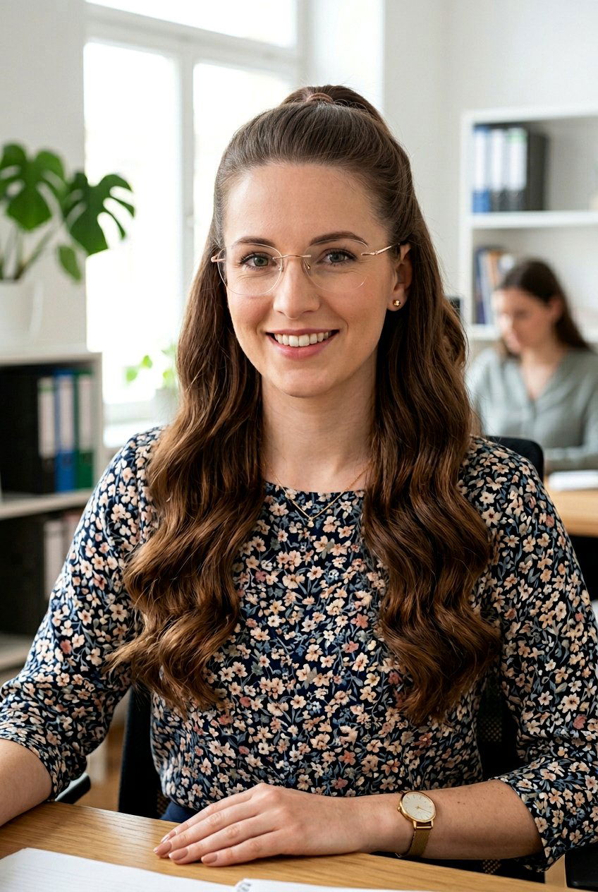 Half Up Half Down - 20 professional hairstyle for women with glasses - 20 professional hairstyle for women with glasses