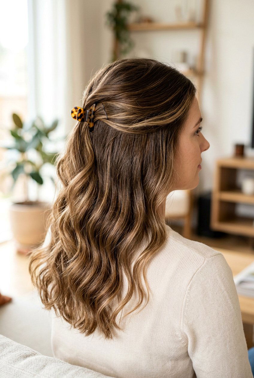 Half Up Half Down - 20 easy hairstyles for medium hair - 20 easy hairstyles for medium hair