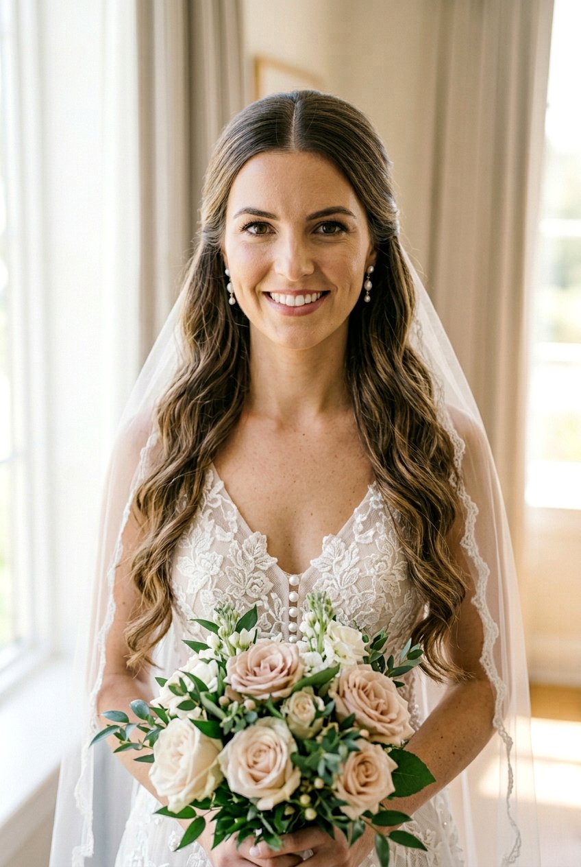 Half Up Half Down - 20 bridal hairstyle with center part - 20 bridal hairstyle with center part