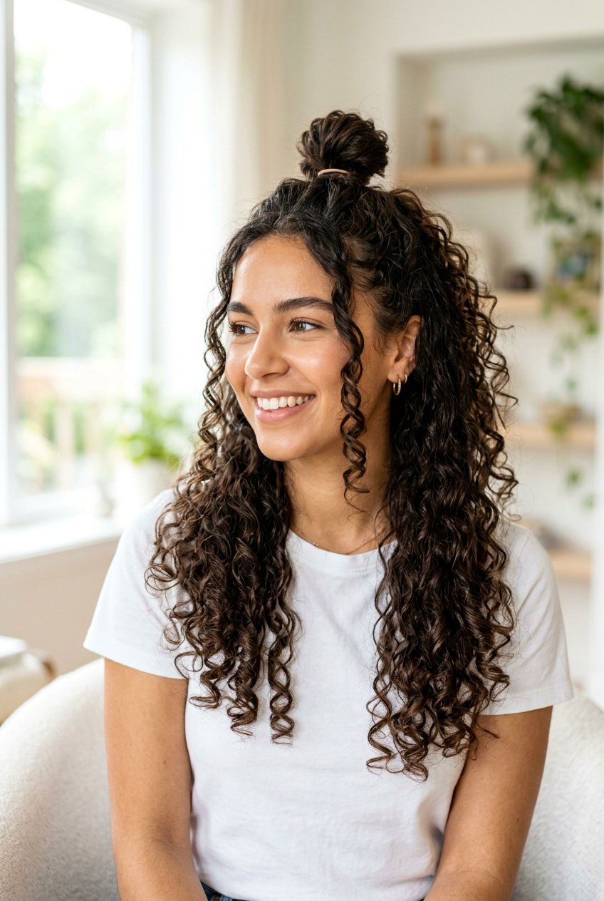 Half Up Half Down - 20 natural hairstyle for college girls - 20 natural hairstyle for college girls