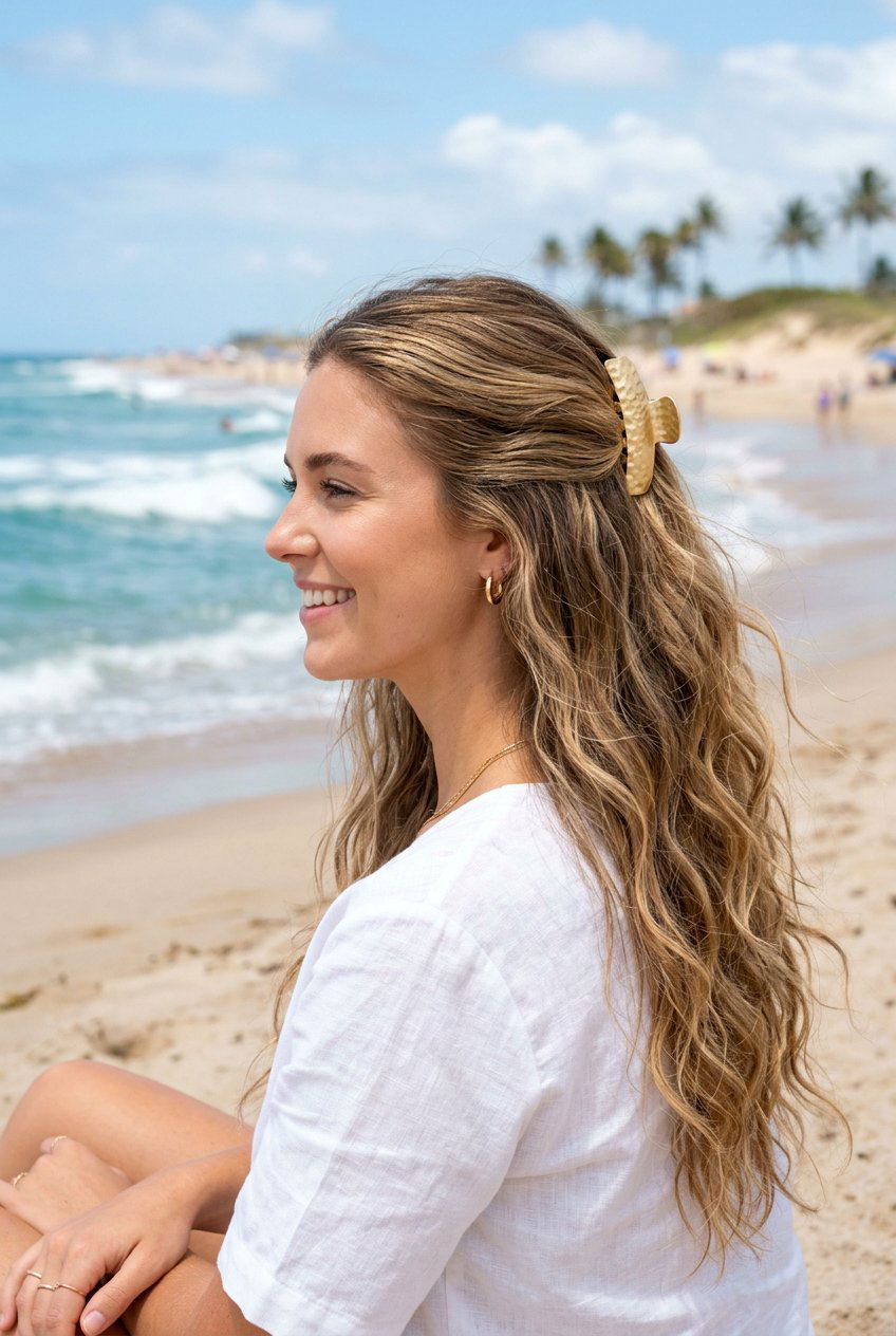 Half Up Half Down Beach Waves - 20 beach wave hairstyles - 20 beach wave hairstyles