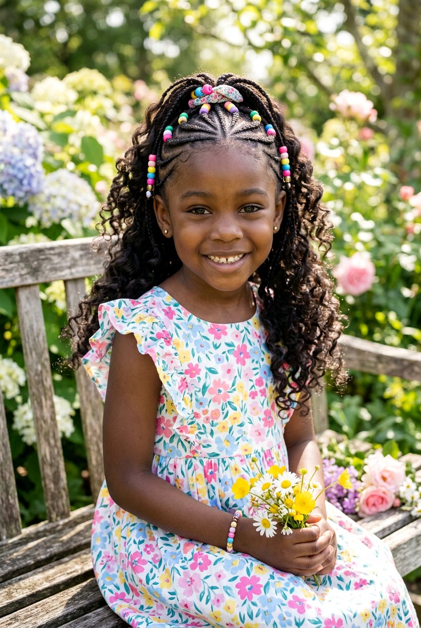 Half Up Half Down Bead Hairstyle For Little Girls - 20 bead hairstyles for little girls - 20 bead hairstyles for little girls