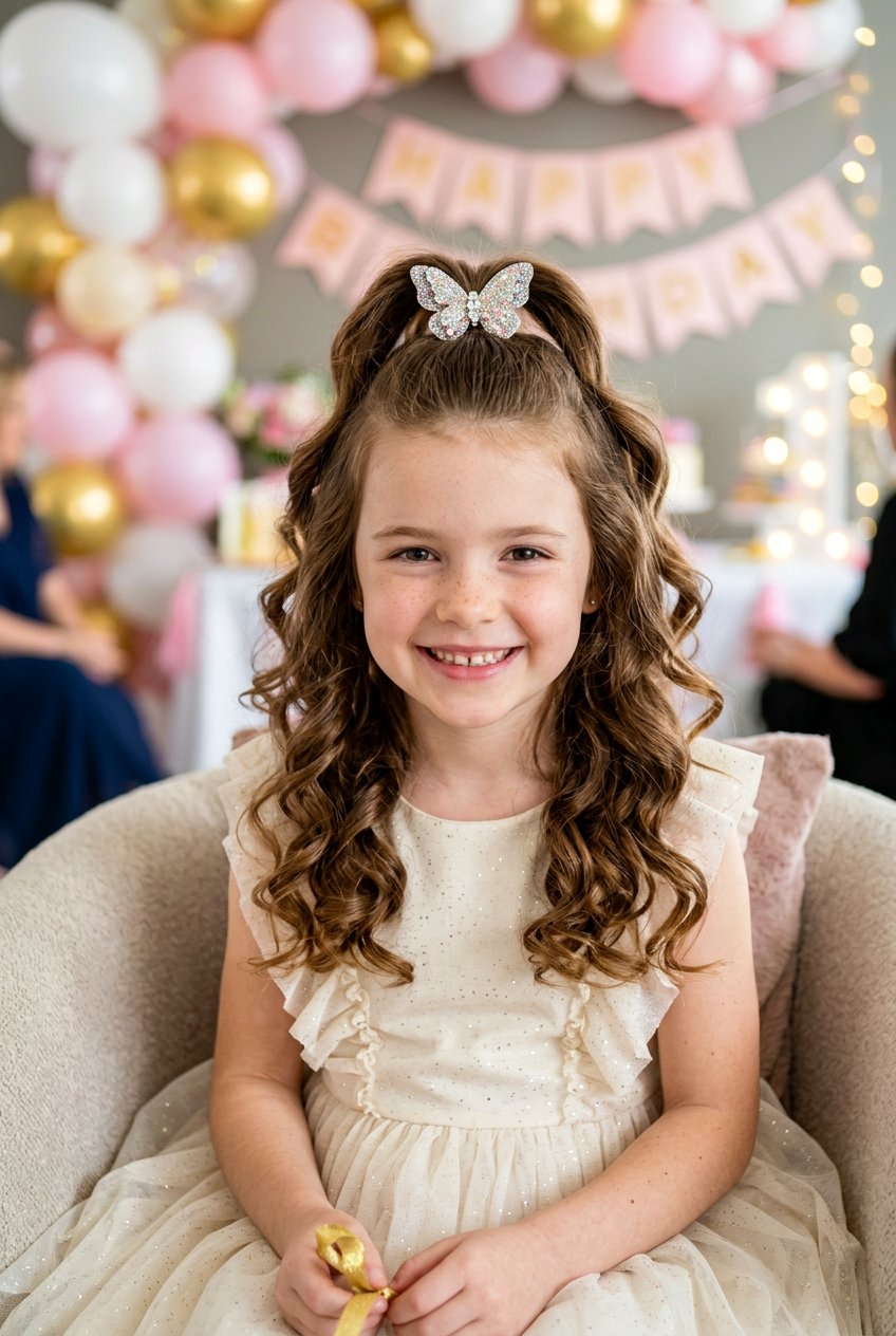 Half Up Half Down Birthday Curls - 20 birthday hairstyles for girls - 20 birthday hairstyles for girls