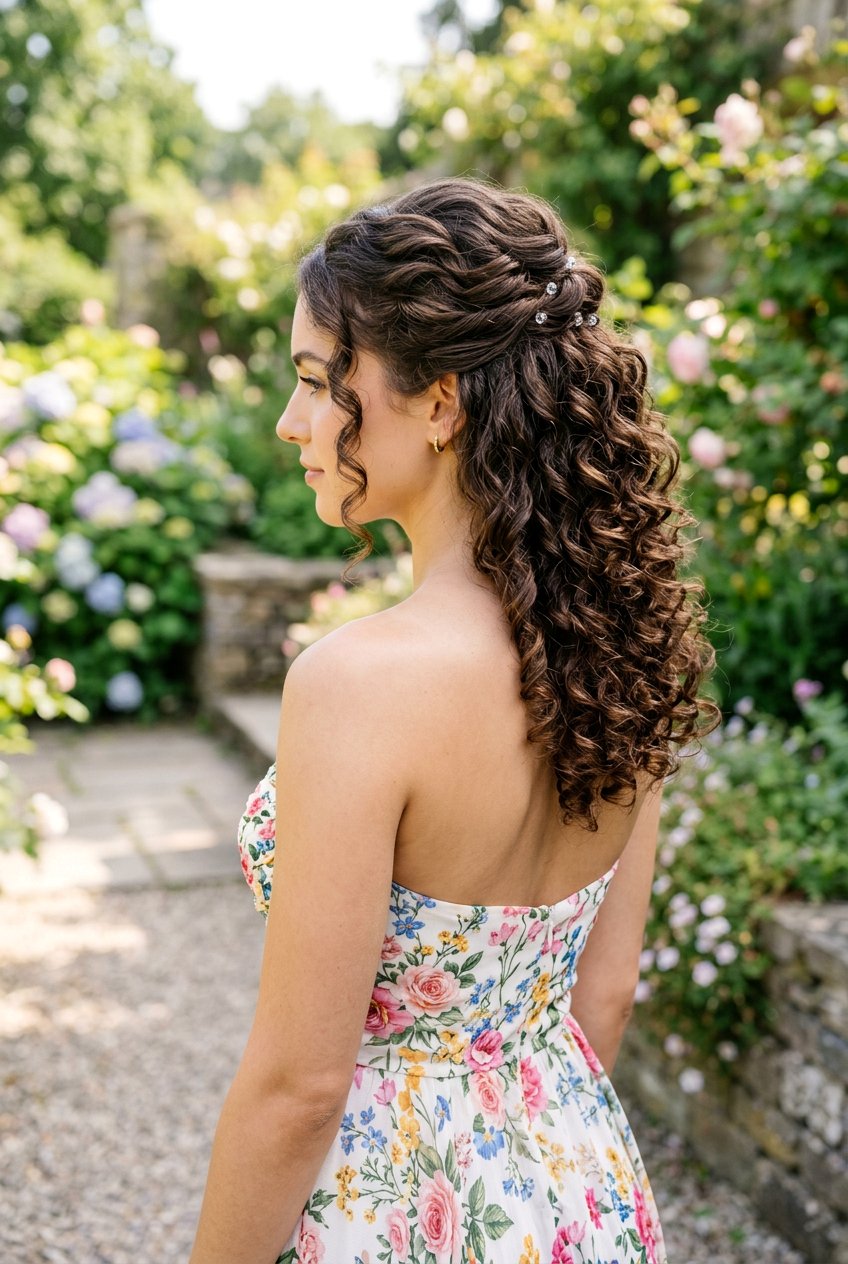 Half Up Half Down Bouncy Curls - 20 bouncy hairstyle for date night - 20 bouncy hairstyle for date night