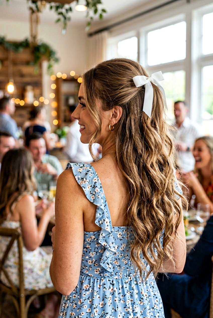 Half Up Half Down Bow Ponytail - 20 birthday hairstyle with bow ponytail - 20 birthday hairstyle with bow ponytail