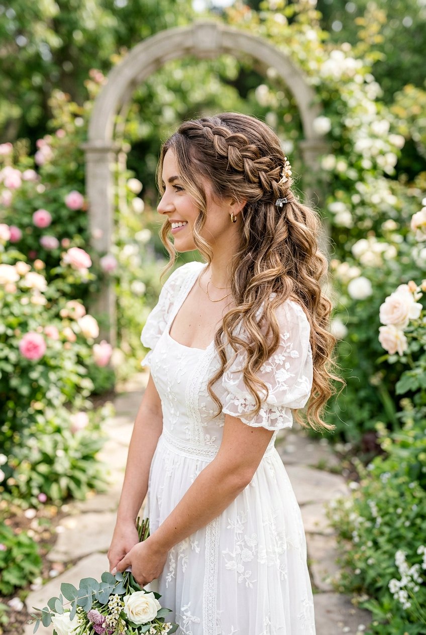 Half Up Half Down Braided Ponytail - 20 braided ponytail for wedding guest - 20 braided ponytail for wedding guest