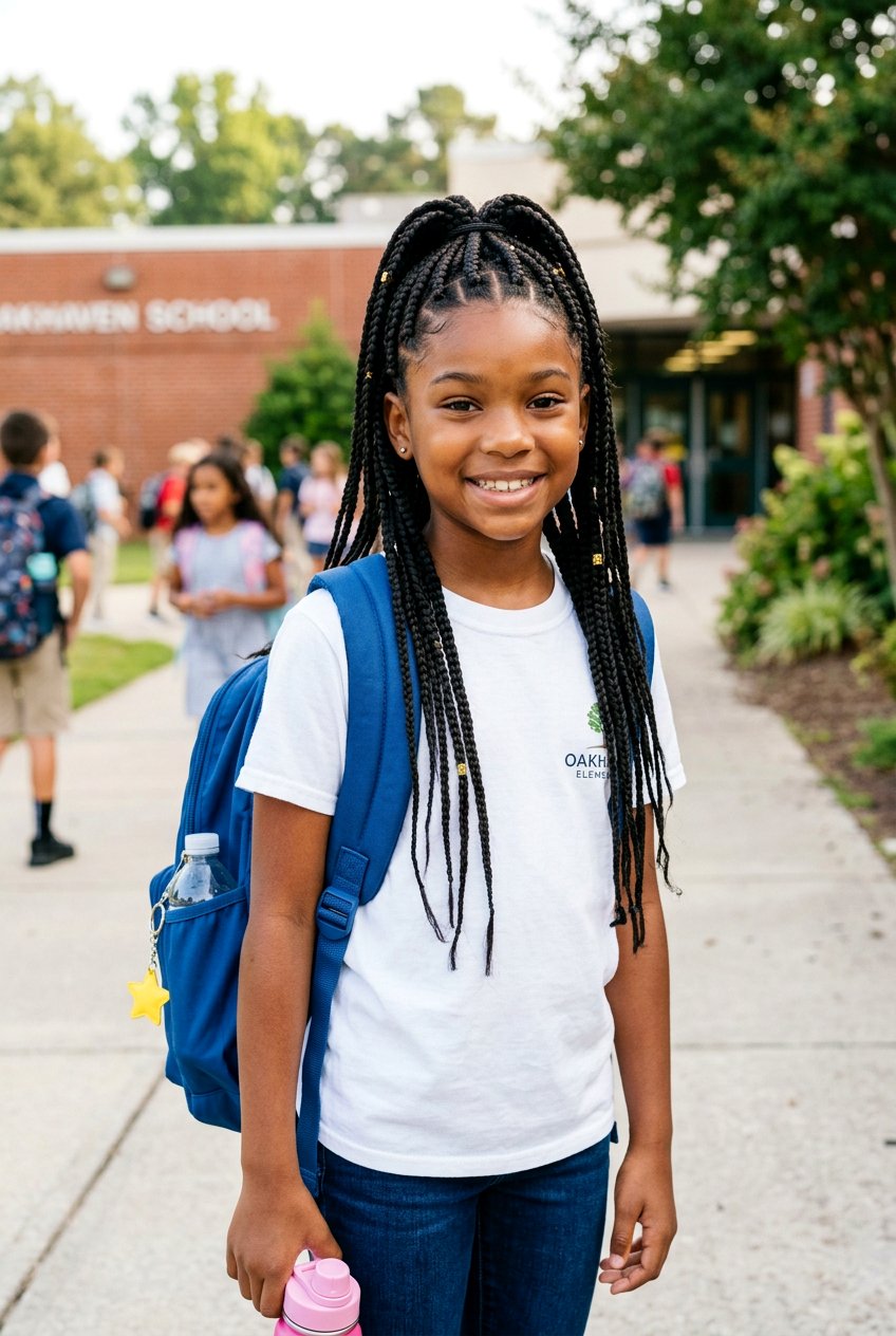 Half Up Half Down Braids For School - 20 school protective styles for black girls - 20 school protective styles for black girls