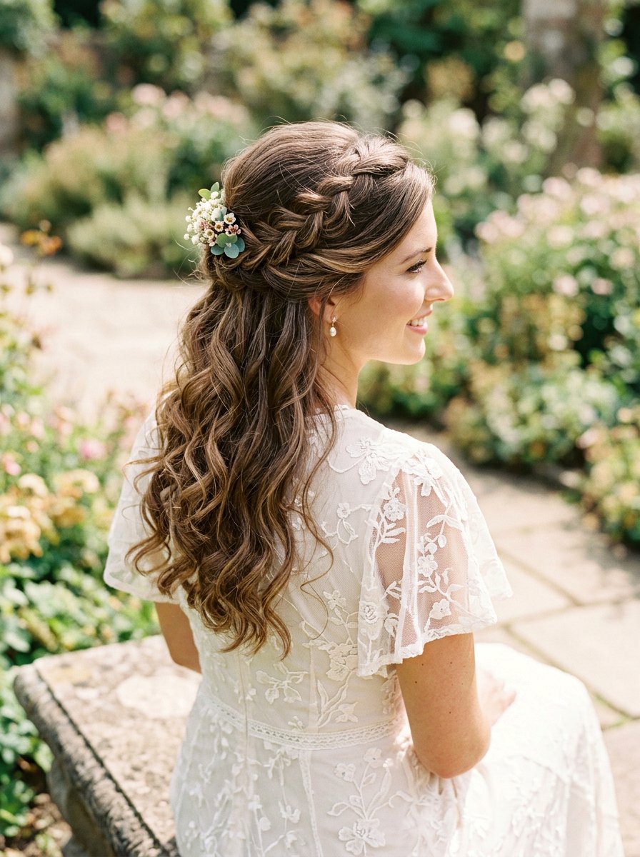 Half Up Half Down Bridal Hairstyle - 20 romantic bridal hairstyle for long hair - 20 romantic bridal hairstyle for long hair