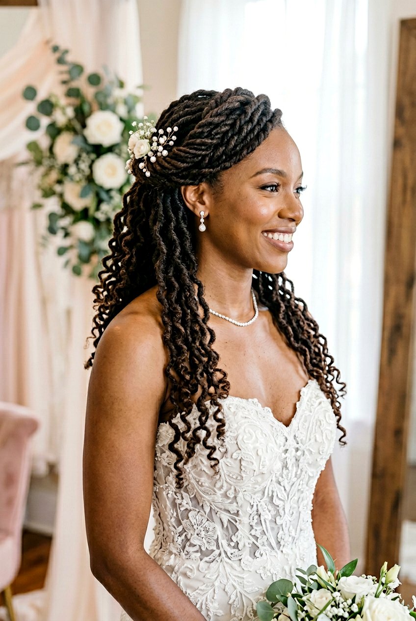 Half Up Half Down Bridal Locs - 20 bridal loc styles - 20 bridal loc styles