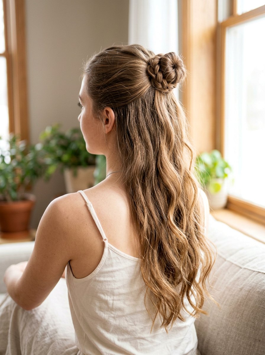 Half Up Half Down Bun - 20 dance practice bun hairstyle - 20 dance practice bun hairstyle