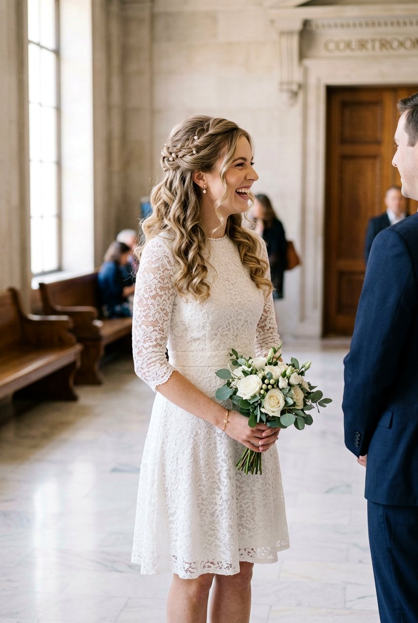 Half Up Half Down Civil Wedding Hairstyle - 20 civil wedding hairstyles - 20 civil wedding hairstyles