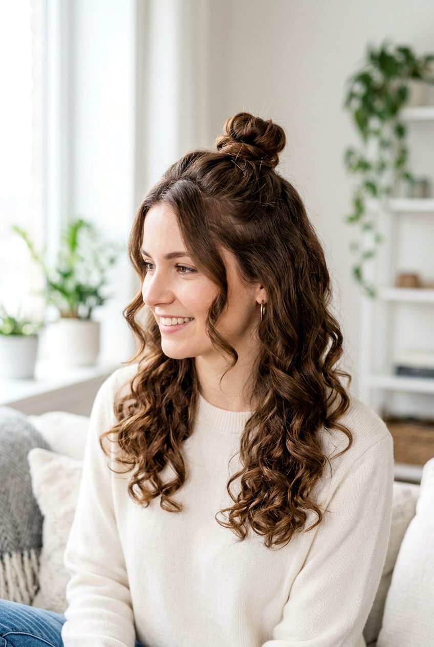 Half Up Half Down Curls - 20 curly hairstyles for women - 20 curly hairstyles for women