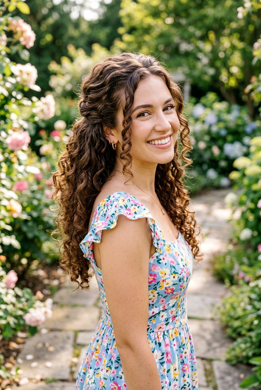 Half Up Half Down Curls - 20 best bridesmaid hairstyle ideas - 20 best bridesmaid hairstyle ideas